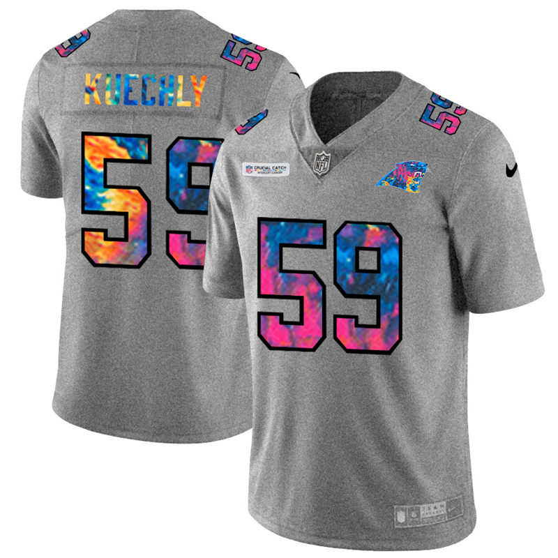 NFL Carolina Panthers #59 Luke Kuechly Men Nike MultiColor 2020  Crucial Catch  Jersey Grey->kansas city chiefs->NFL Jersey
